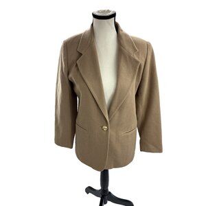 Savannah Womens Size 2 Wool Blazer Brown Vintage 1 Button Classic Jacket